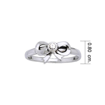 Ribbon Silver Ring with Gemstone TRI792 - Jewelry